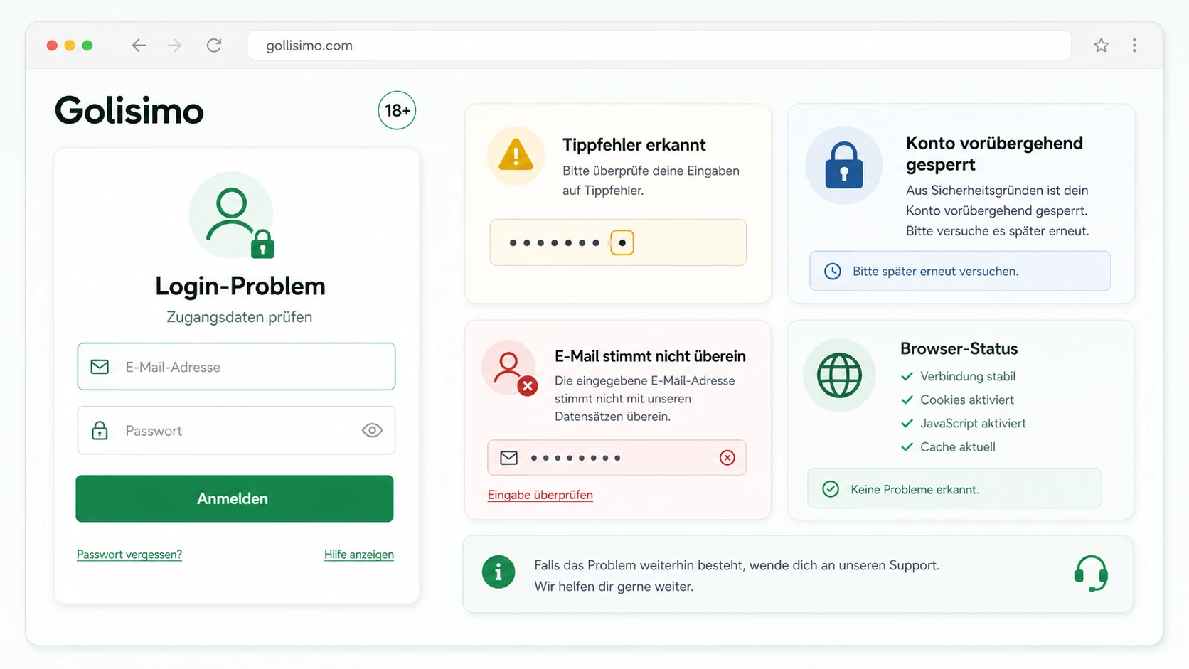 Häufige Ursachen für Login-Probleme