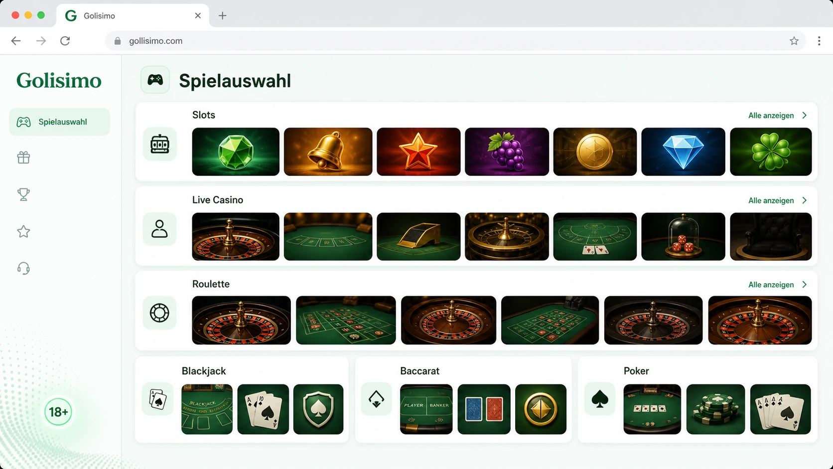 Spiele im Golisimo Online Casino